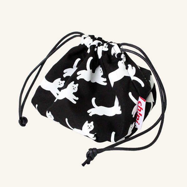Cat String Pouch - Black