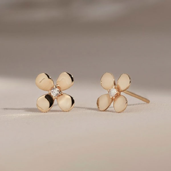 [14K Gold] 행운의 꽃말 해피니스 네잎클로버 귀걸이