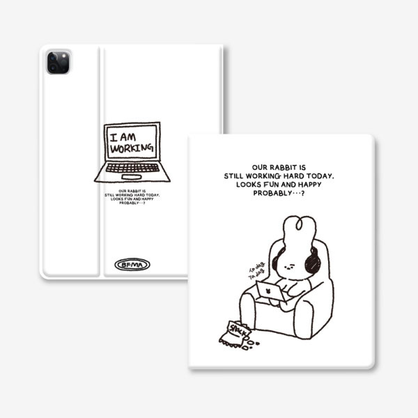 WORKING RABBIT DOODLE white 아이패드 케이스 (8.3-12.9인치형)