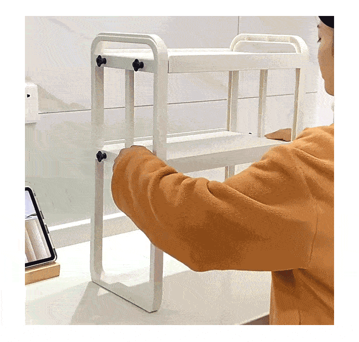 너비조절 화이트 책상 수납 선반 데스크정리 다용도 진열장 2size 상세 이미지 2