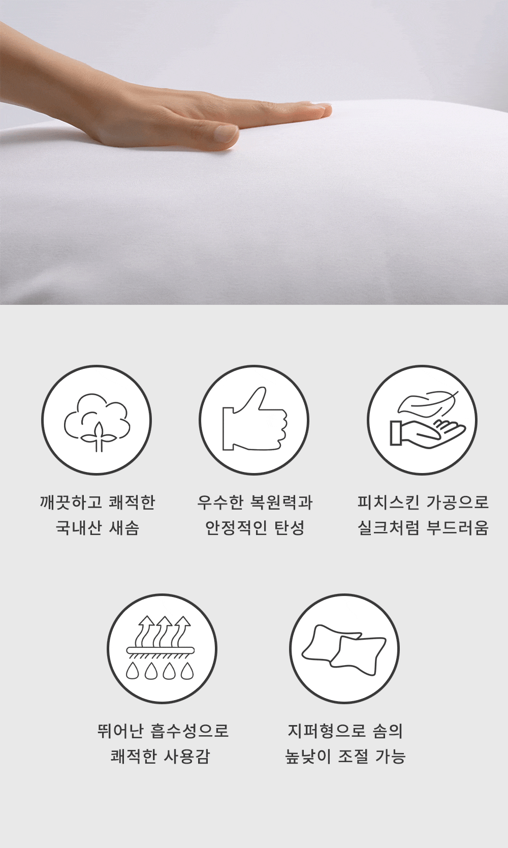 헬로우슬립 국내산 지퍼형 일반베개솜(50X70) 상세 이미지 2