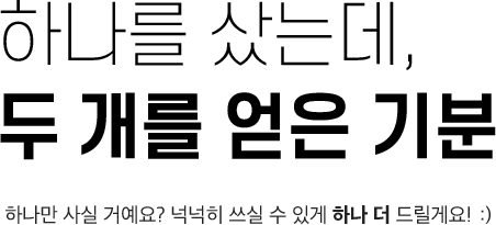 하나를 샀는데 두 개를 얻은 기분