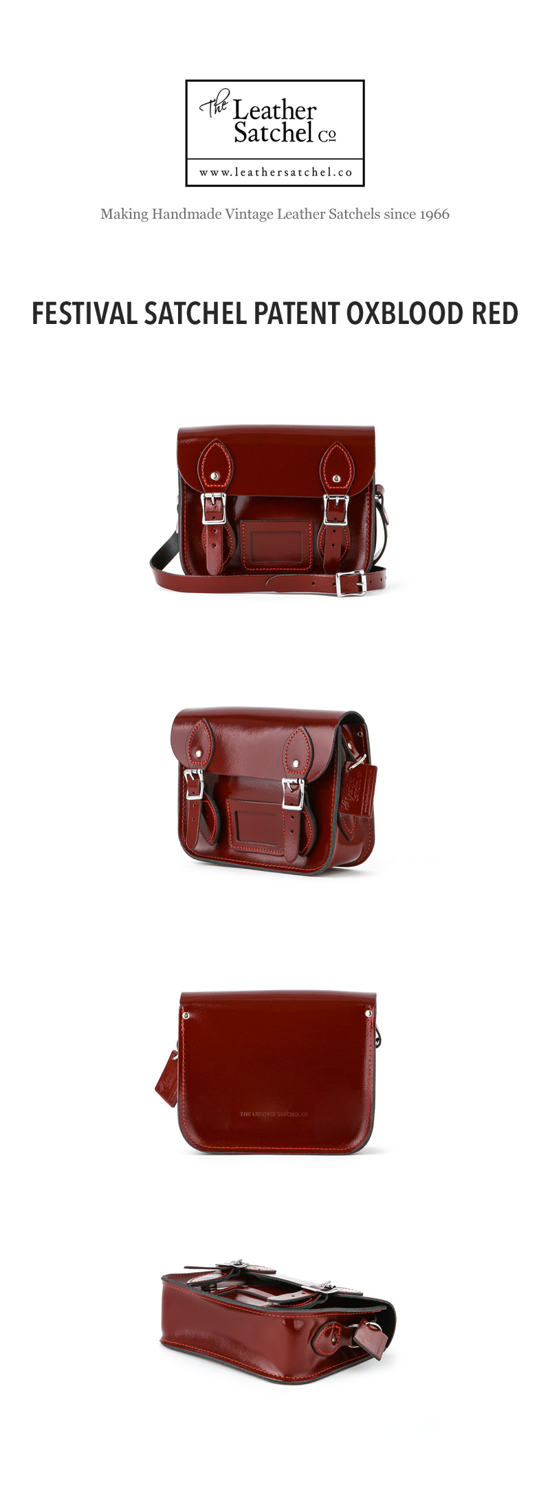 Patent Oxblood Red Mini Festival Satchel 상세 이미지 1