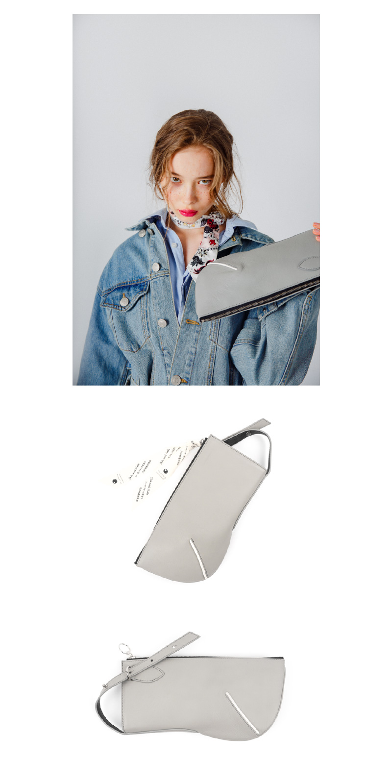 HALF MOON CLUTCH (GREY) 상세 이미지 3