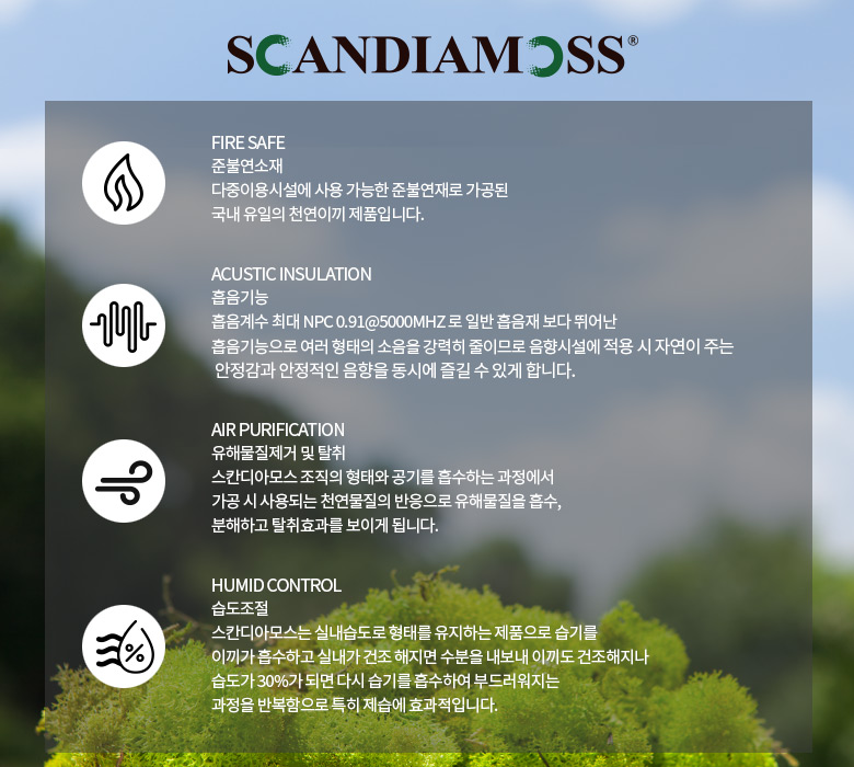 [숲앤숨] 가든 모스 벽시계(60x25cm) - 스프링그린 상세 이미지 2