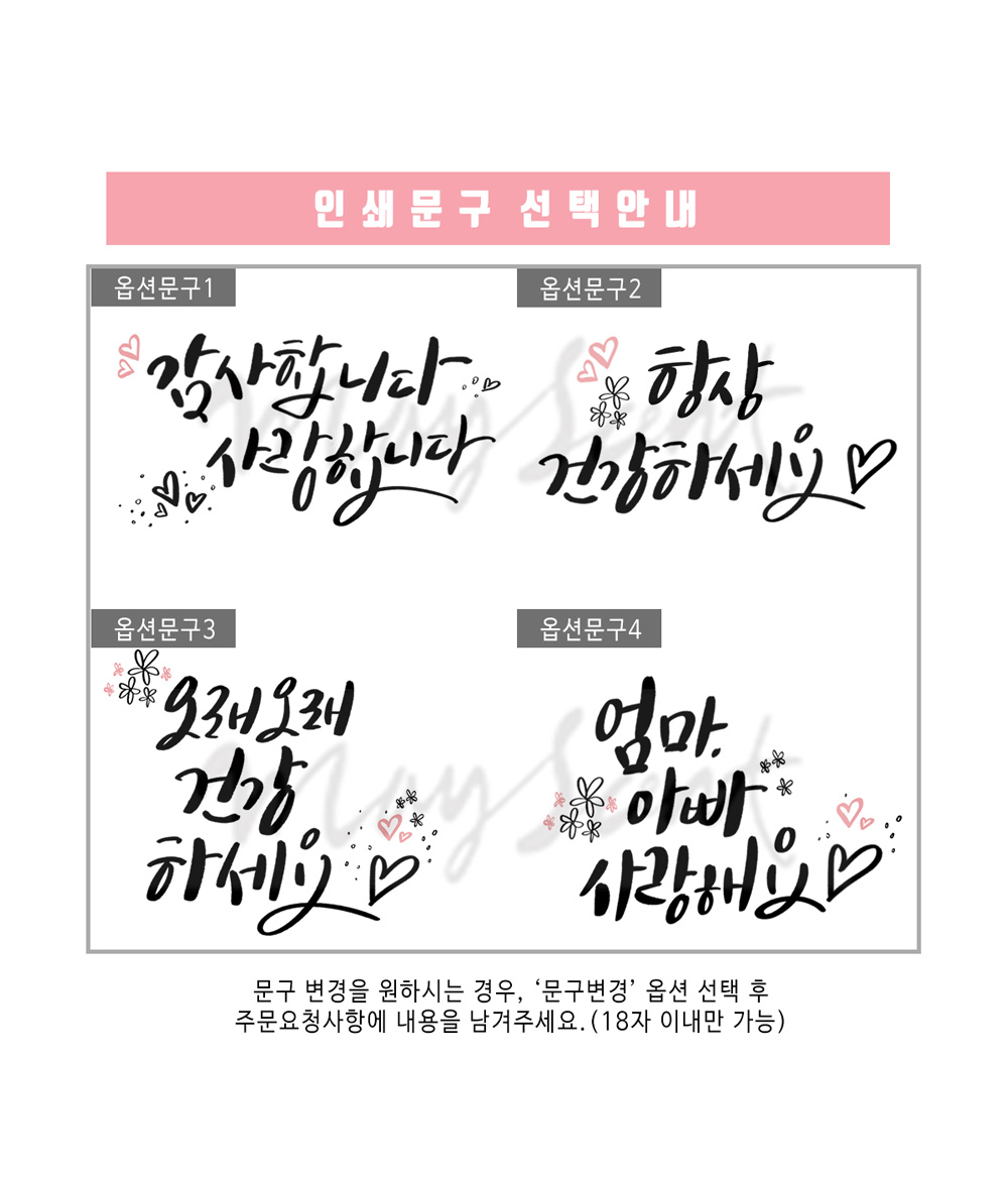 카네이션 일러스트 캘리그라피 메세지 액자 상세 이미지 3