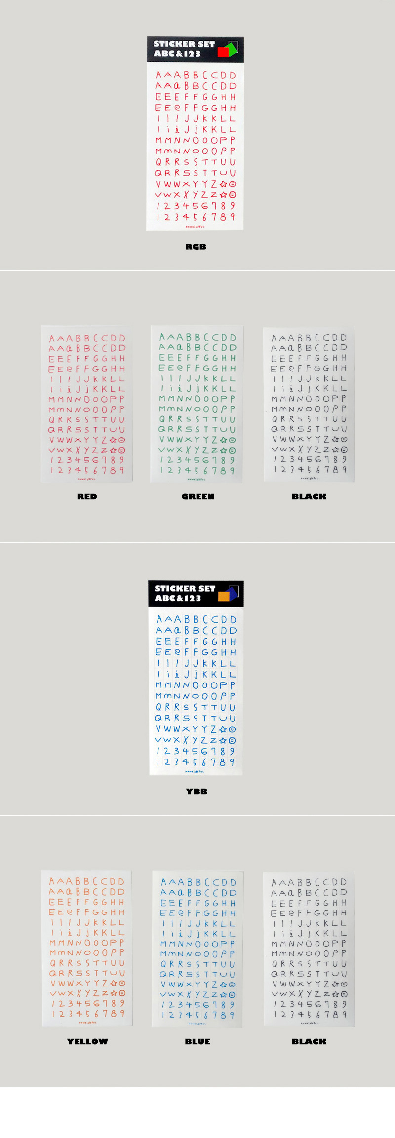 STICKER SET - ABC & 123 (RGB/YBB) 상세 이미지 2