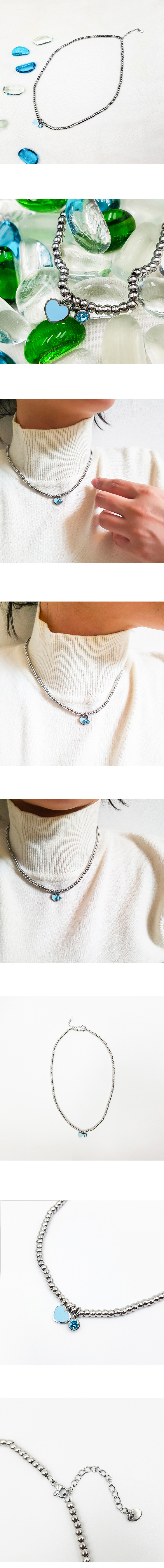 아쿠아 블루 탄생석 하트 목걸이 상세 이미지 1