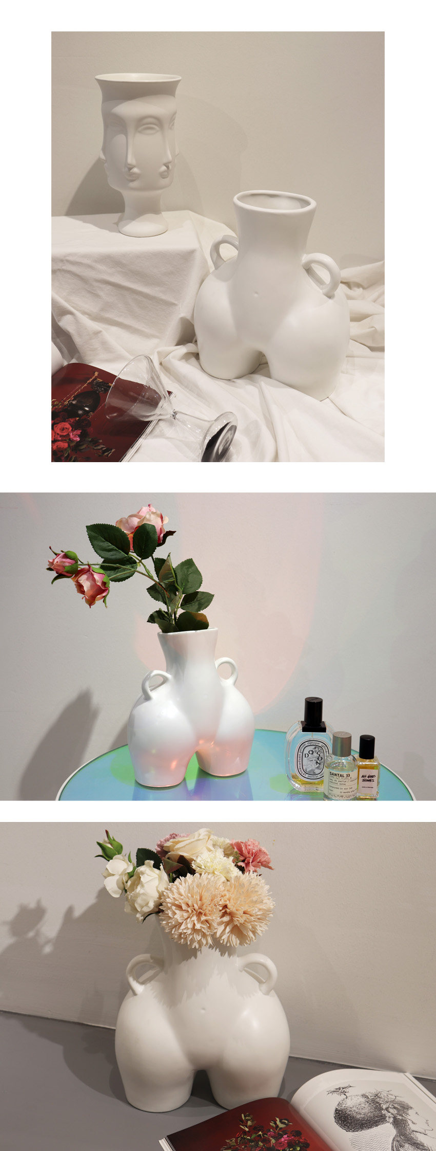 엉덩이화병 디자인 도자기 오브제 아트 인테리어 화분 꽃병 상세 이미지 4
