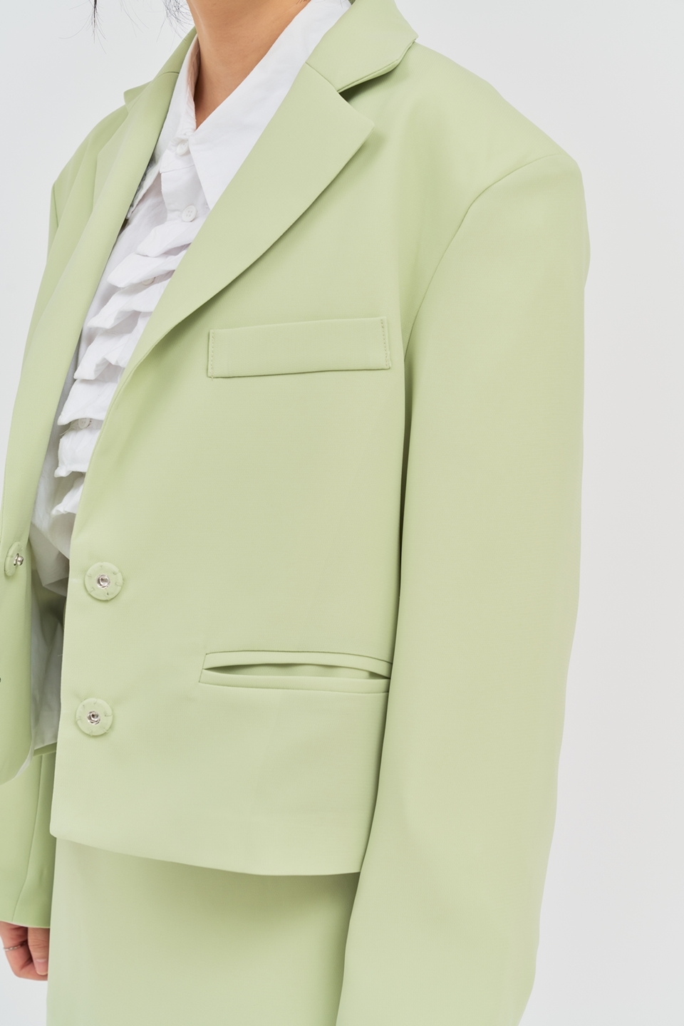 [언어더컬러]basic crop jacket ( L/green ) 상세 이미지 1