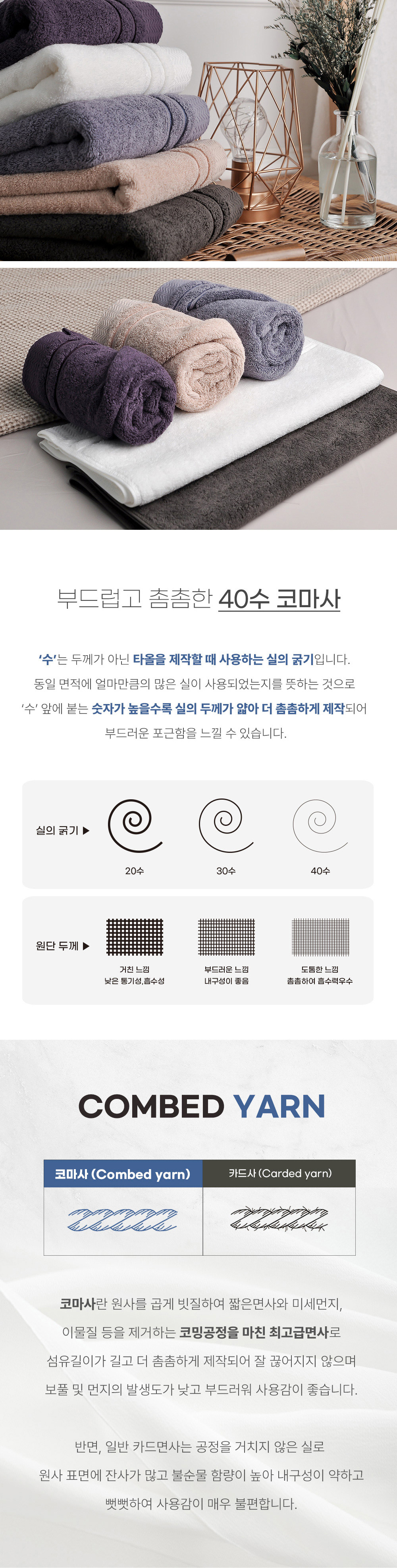 네추럴코튼 국내산 항균 40수코마사 190g 고급 호텔수건 베이지10장 상세 이미지 4