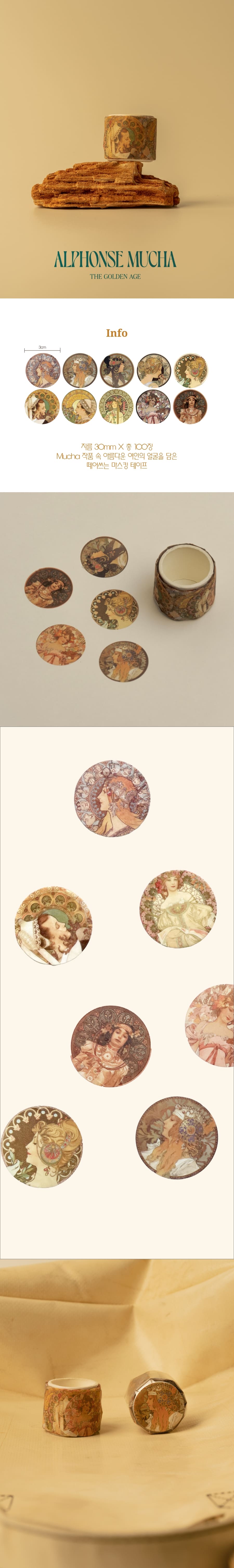 Alphonse Mucha / 원형 떼어쓰는 마스킹테이프_여인들 상세 이미지 1