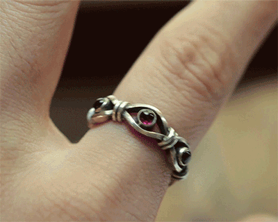 3 Stone waved ring | Garnet ver. 상세 이미지 8