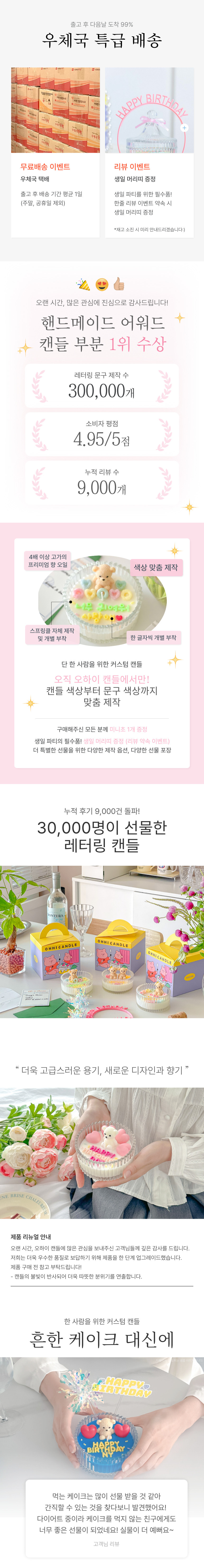 곰돌이 레터링 캔들 (곰돌이 커플) 상세 이미지 1