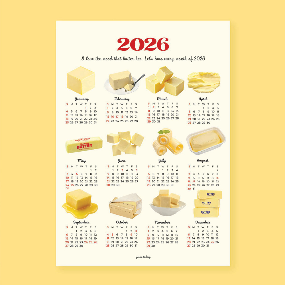 [유어투데이] 2027 버터 일러스트 벽걸이 포스터 달력 상세 이미지 1