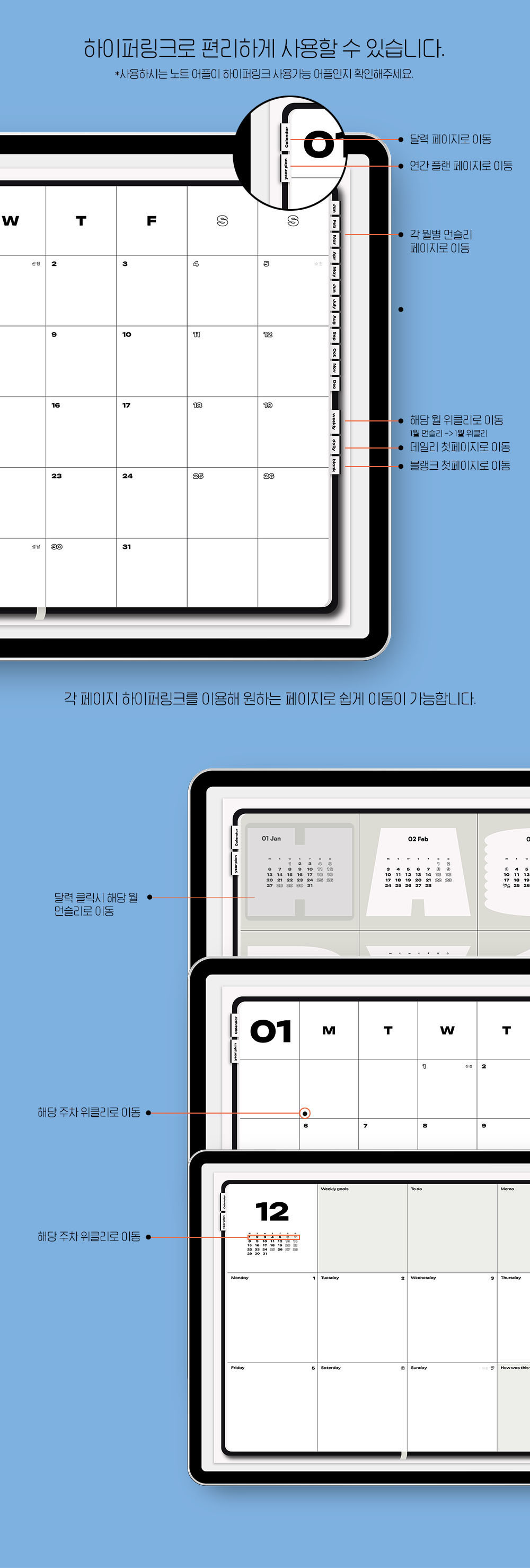 2025년 디지털 다이어리/굿노트 템플릿 (디지털 노트용) 상세 이미지 3