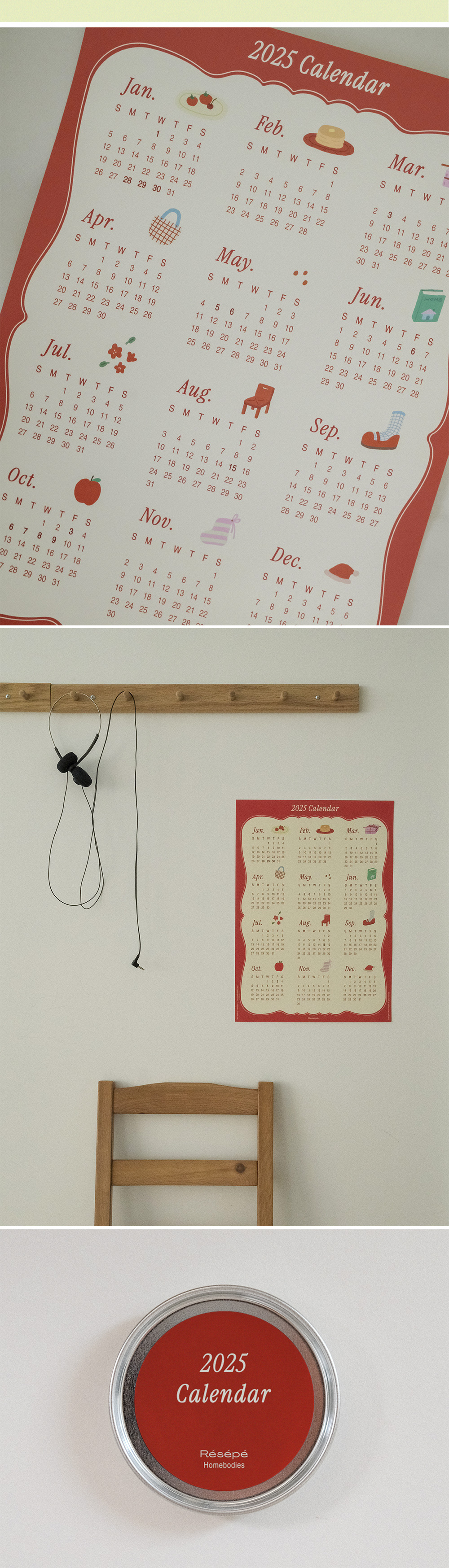 2025 Red Calendar 연간 캘린더 상세 이미지 3