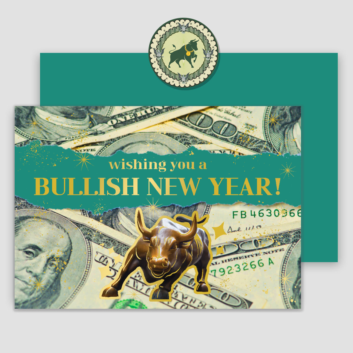 [구아빠스튜디오] 새해카드/BULLISH NEW YEAR GOLD 상세 이미지 1