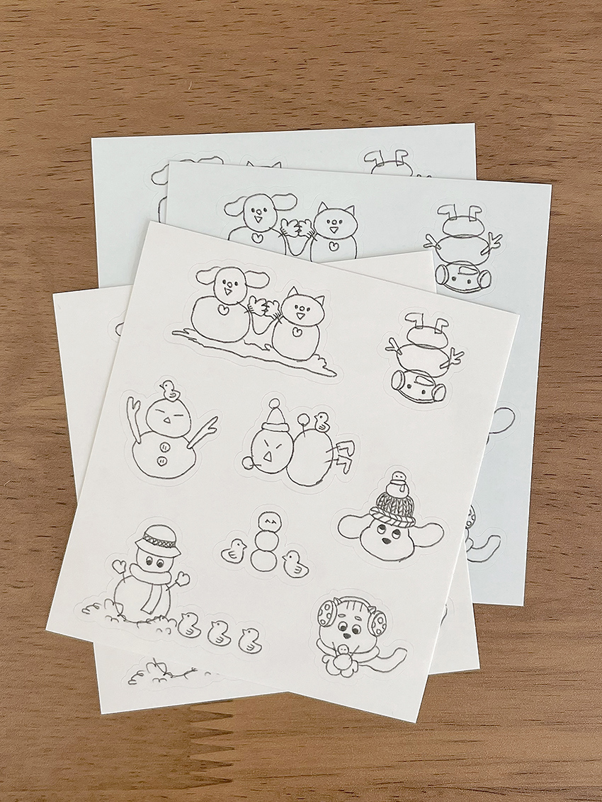 2색 눈사람 스티커 상세 이미지 4