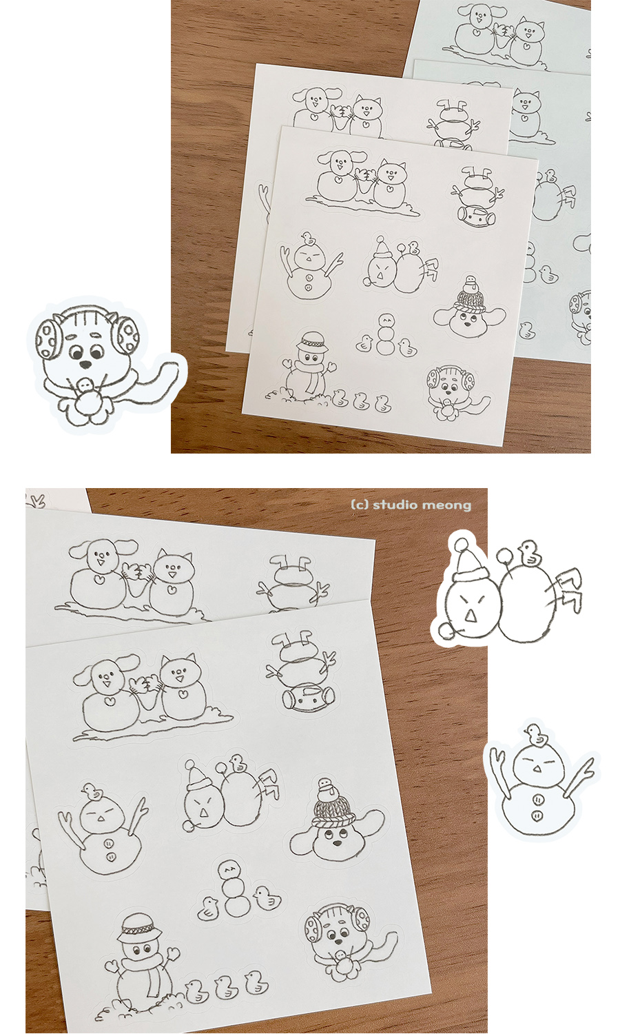 2색 눈사람 스티커 상세 이미지 6