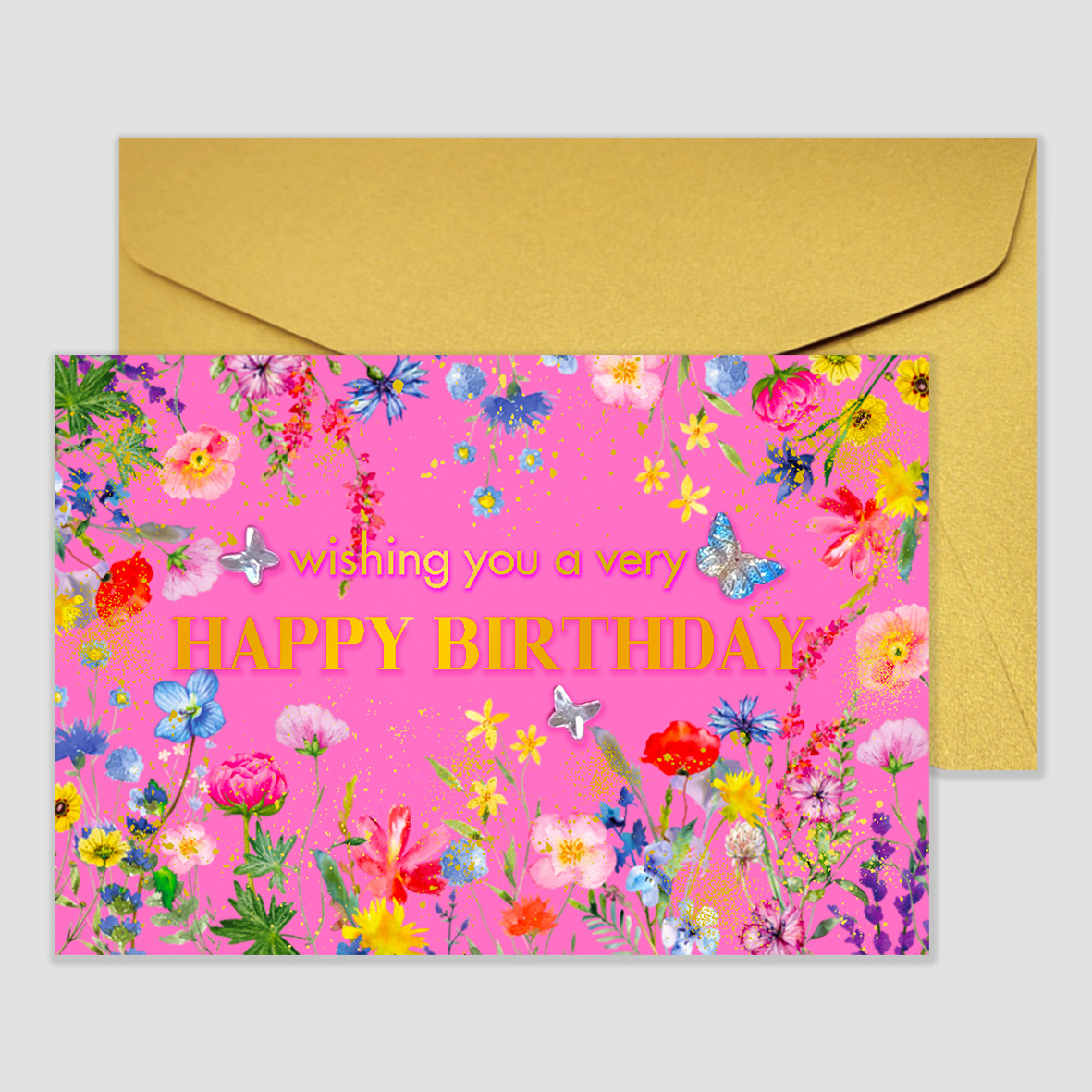 [구아빠스튜디오] Happy Birthday Card/Flower Jewel Gold 상세 이미지 1