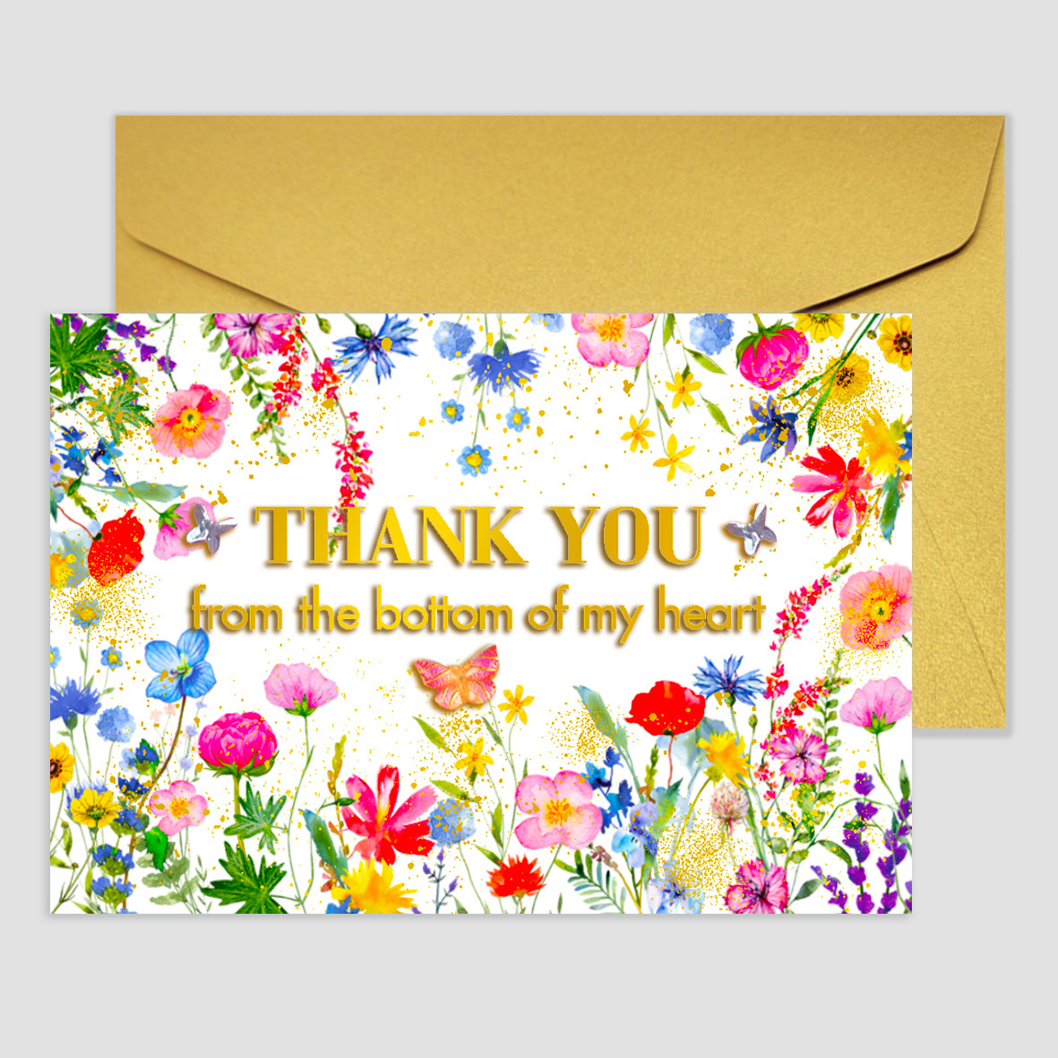 [구아빠스튜디오] Thank You Card/Flower Jewel Gold 상세 이미지 1