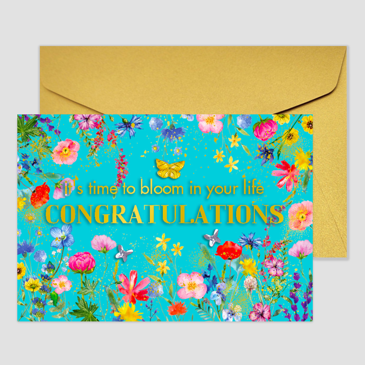 [구아빠스튜디오] Congratulations Card/Flower Jewel Gold 상세 이미지 1