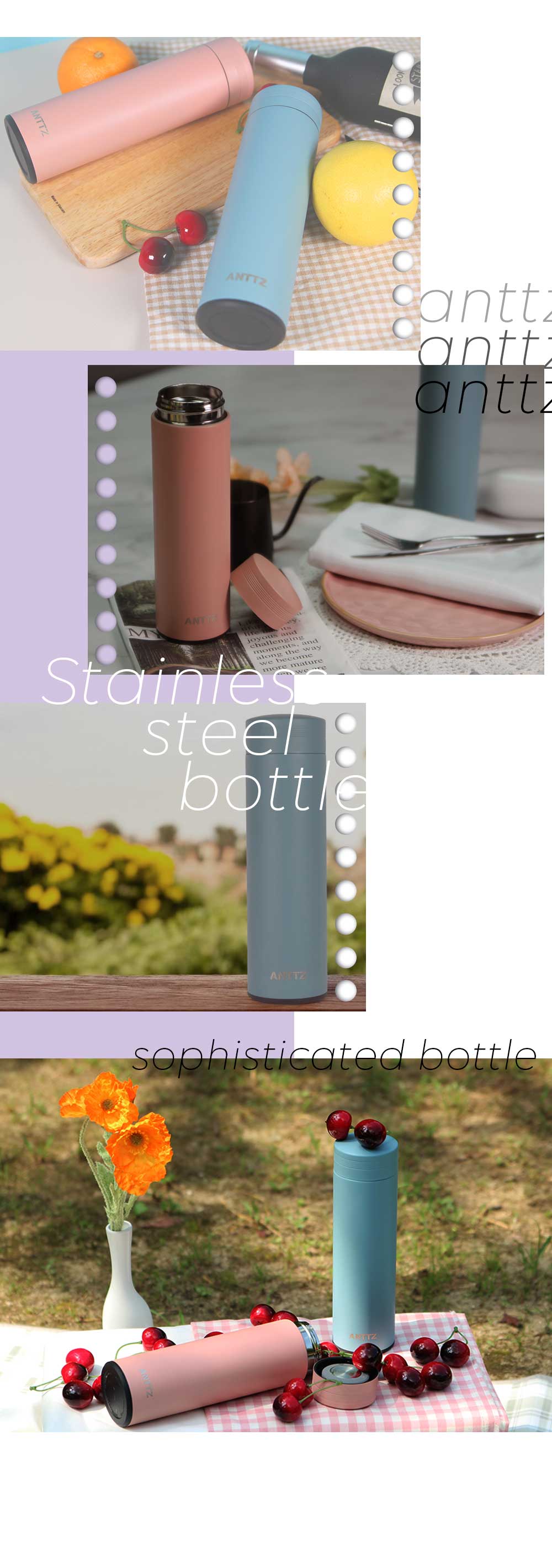 앙쯔 보온보냉 스틸보틀 500ml 상세 이미지 2