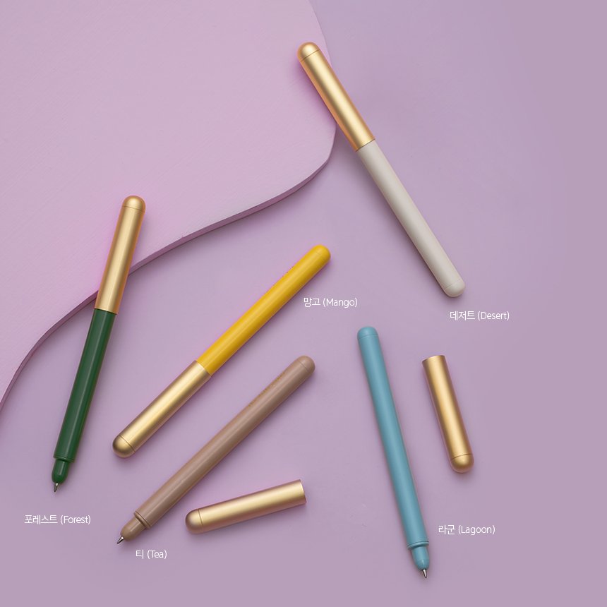 메탈 젤펜 세트, 라운드형 - 고급 필기구, 0.5mm 잉크, 리필심 3개 상세 이미지 2