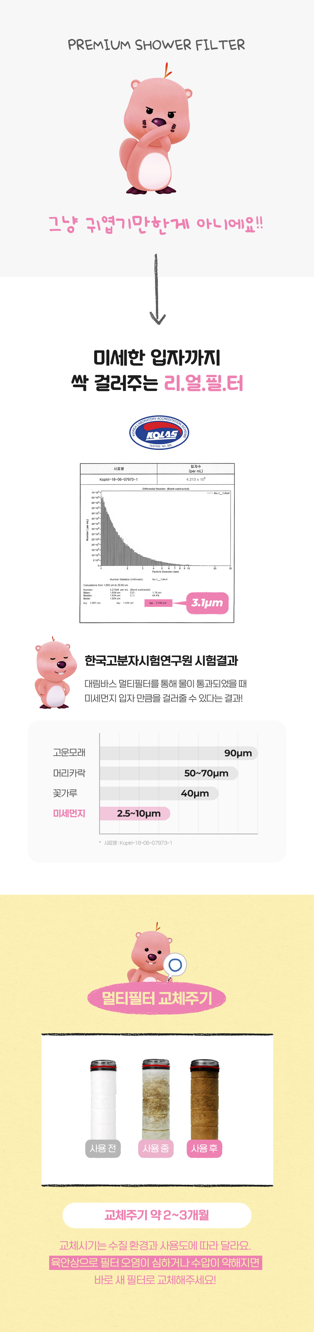 대림바스 잔망루피 멀티필터 샤워기 + 샤워줄 SET 상세 이미지 2