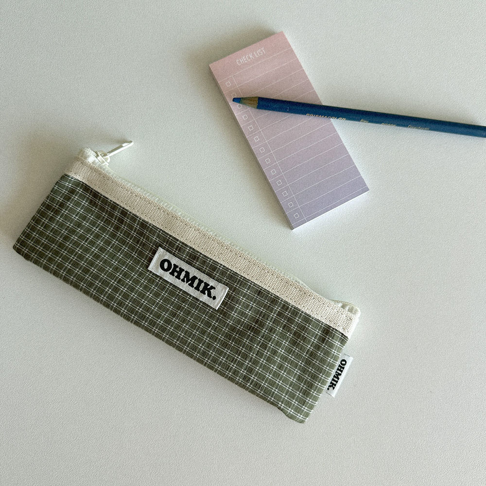 Pencil Pouch - Green Check 그린체크 상세 이미지 2