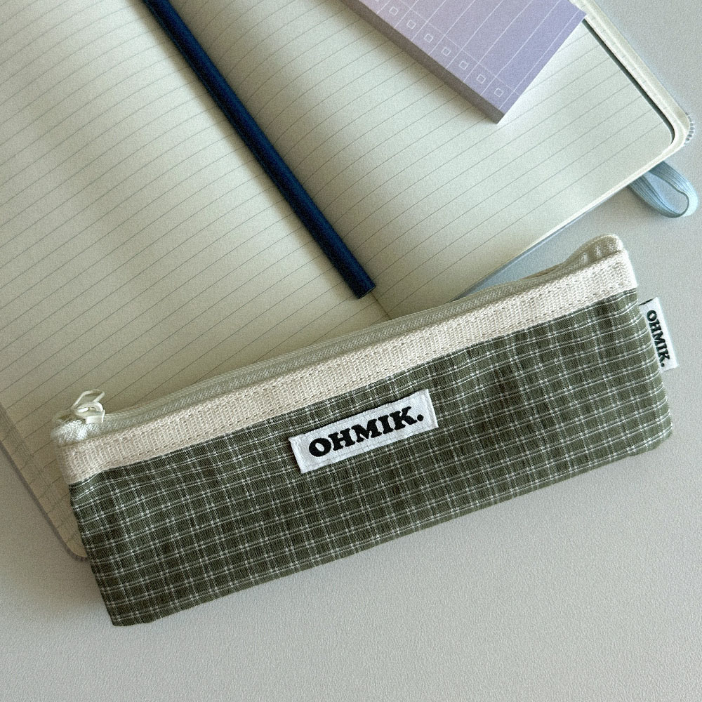 Pencil Pouch - Green Check 그린체크 상세 이미지 3