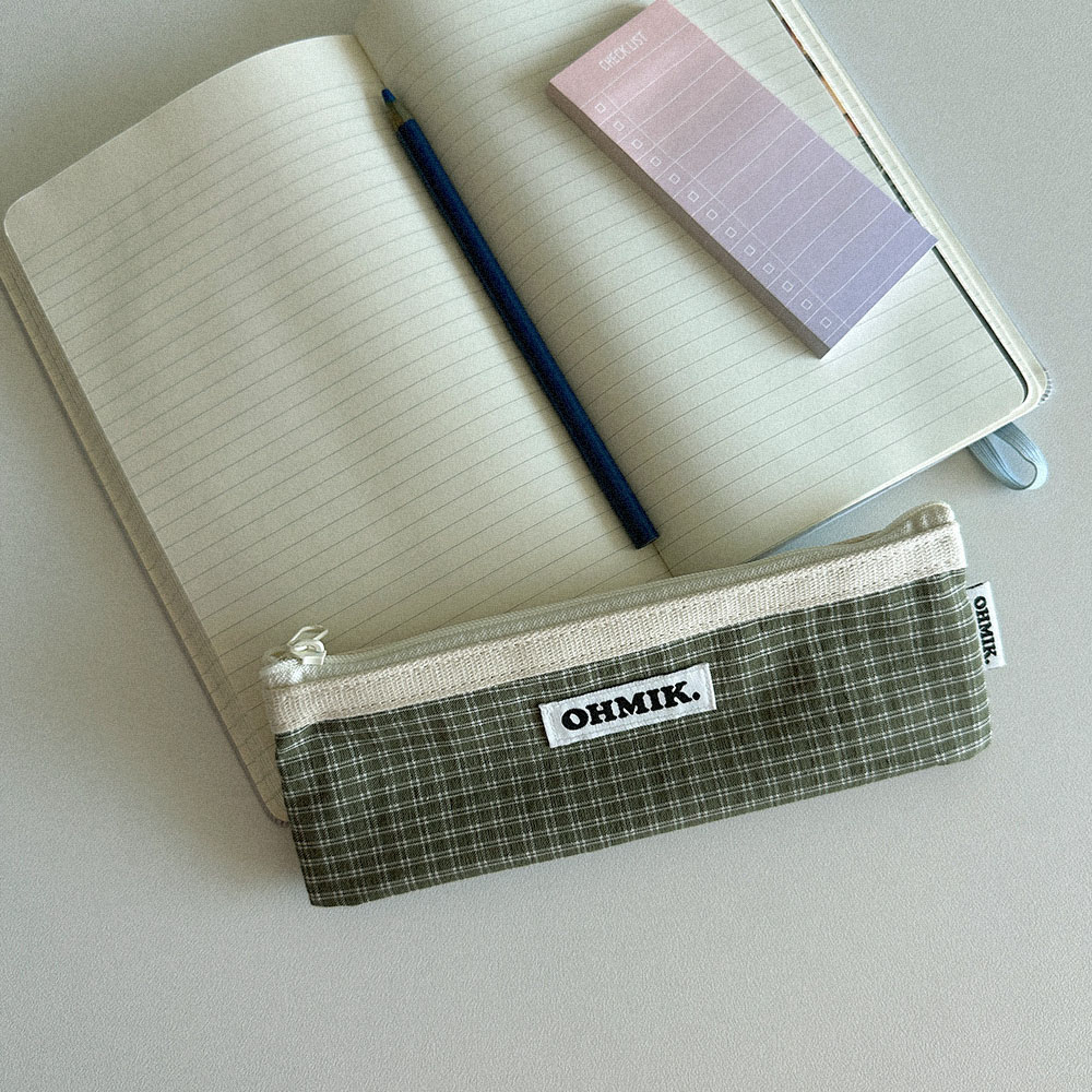 Pencil Pouch - Green Check 그린체크 상세 이미지 4