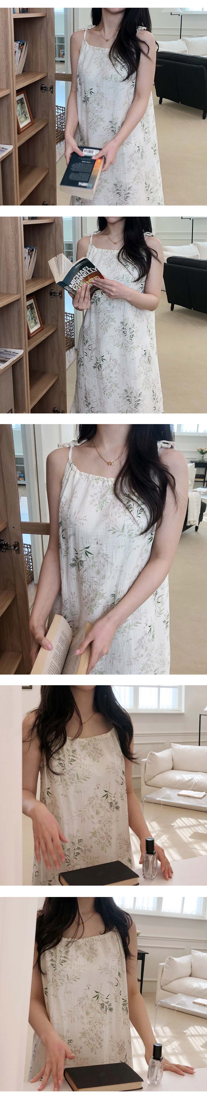 순면 100% 끈 나시 여름 원피스 잠옷 상세 이미지 2