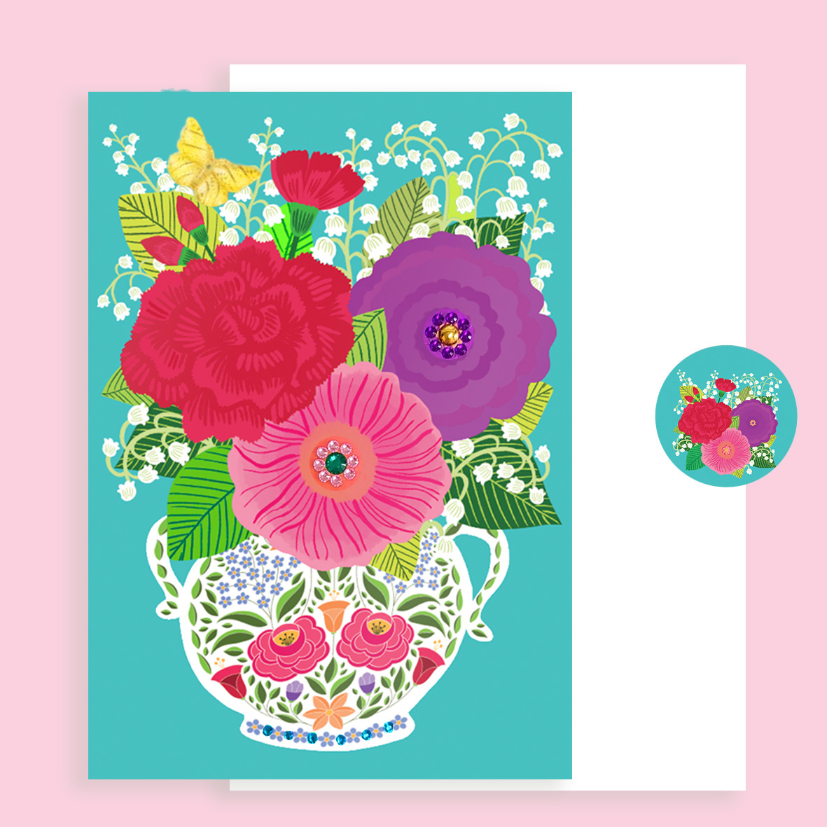 [구아빠스튜디오] 플라워카드/HUNGARIAN  FLOWER VASE JEWEL/5X7 상세 이미지 1
