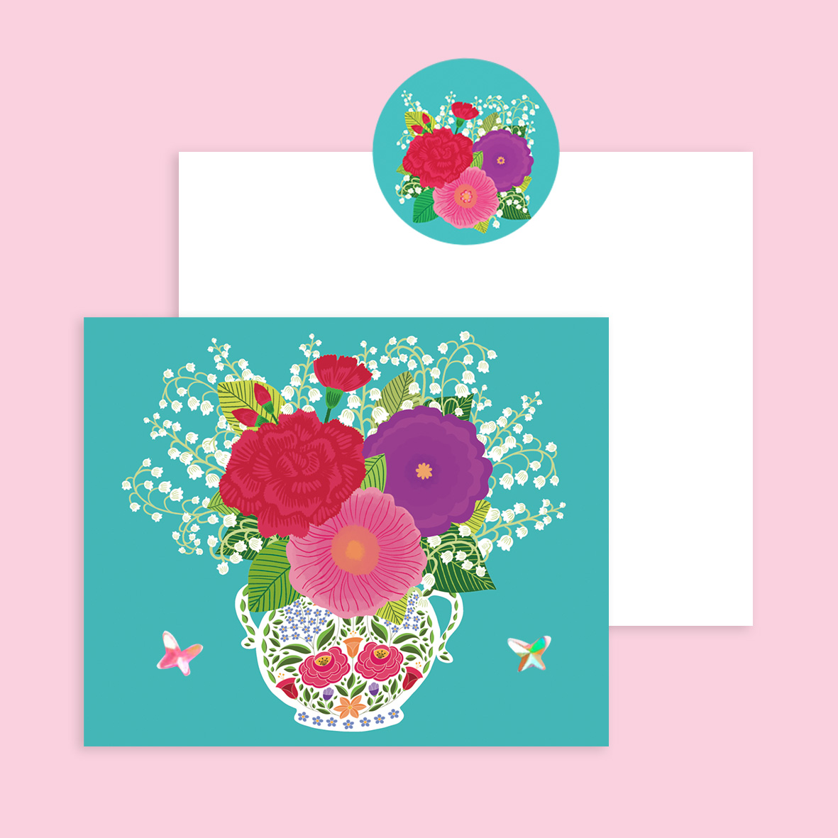 [구아빠스튜디오]미니플라워카드/HUNGARIAN FLOWER VASE JEWEL/ MINI 상세 이미지 1