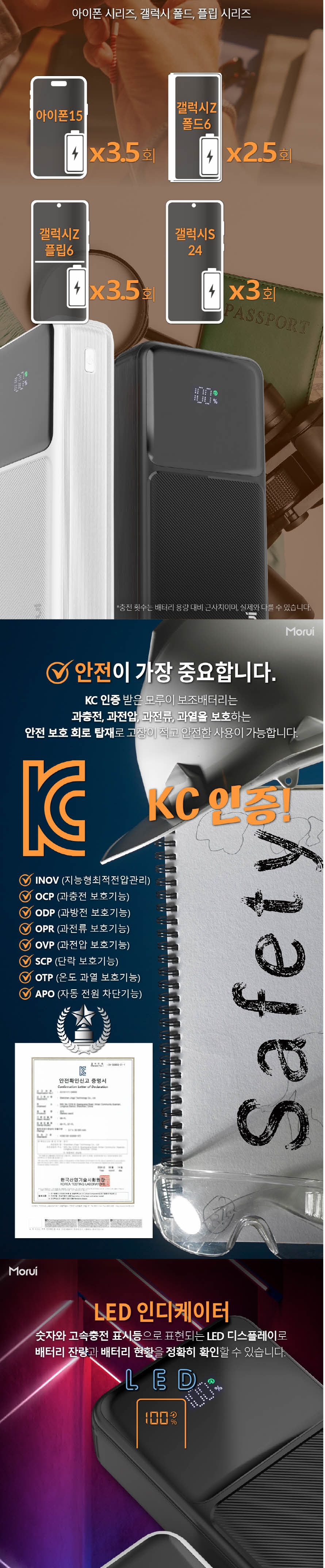 모루이 S7-PL 22.5W PD 20000mAh 케이블 일체형 대용량 보조배터리 상세 이미지 3