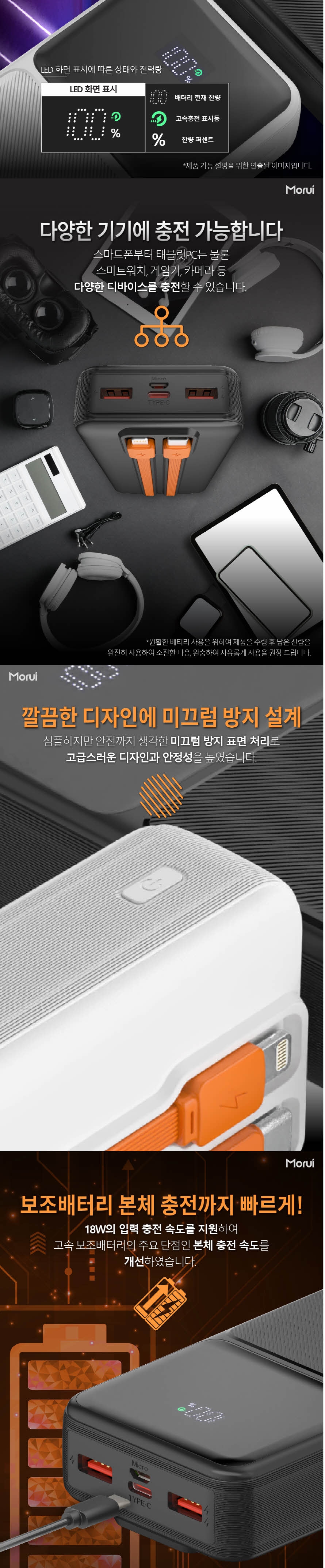 모루이 S7-PL 22.5W PD 20000mAh 케이블 일체형 대용량 보조배터리 상세 이미지 4