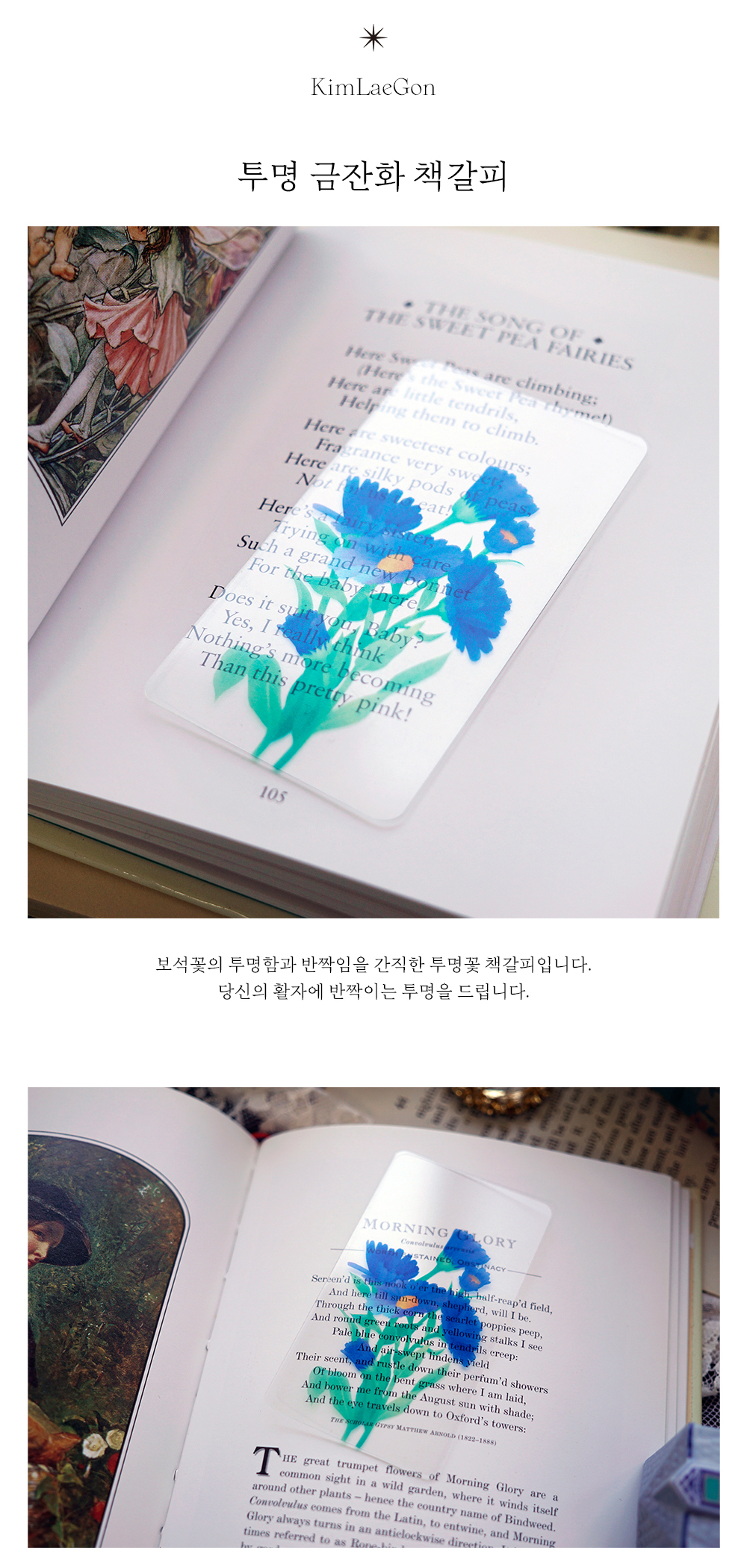 투명 금잔화 책갈피 상세 이미지 2