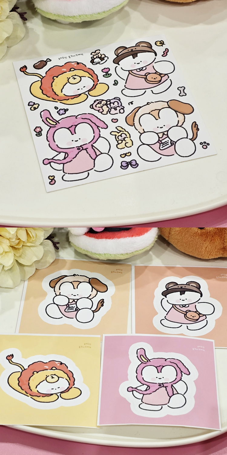 보리 동물모자 스티커팩 상세 이미지 2