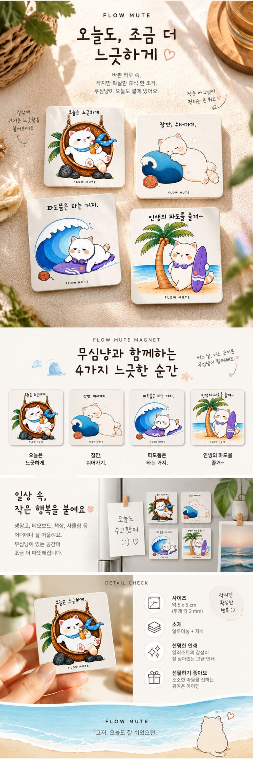 무심냥 느긋한 하루 시리즈 마그넷 상세 이미지 2