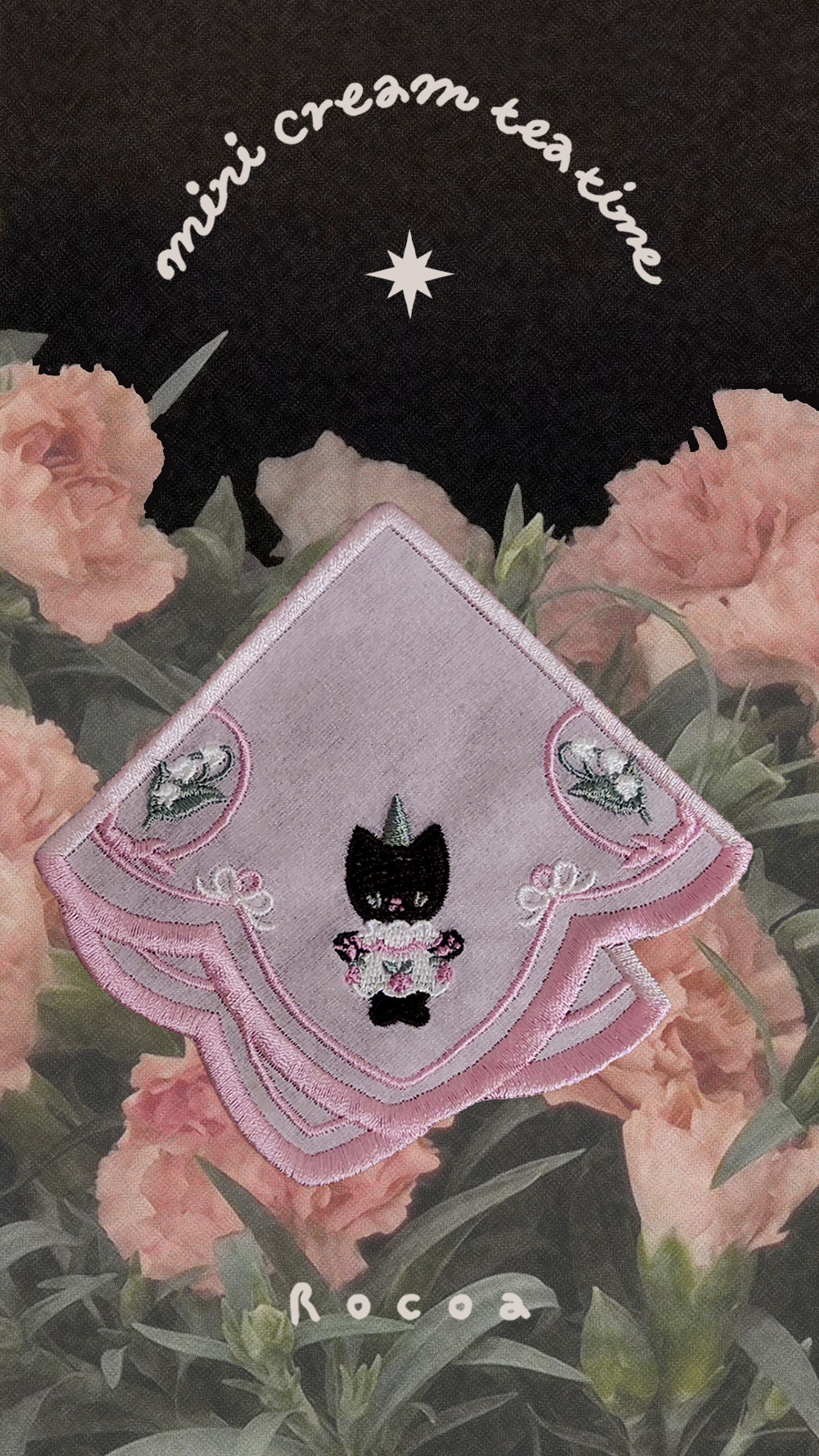작은 손수건 코스터 - 까망고양이 상세 이미지 1