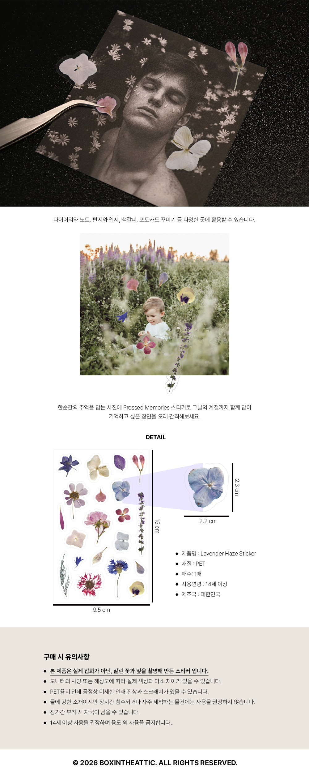 압화 꽃 다꾸 스티커 Lavender Haze Sticker 상세 이미지 2
