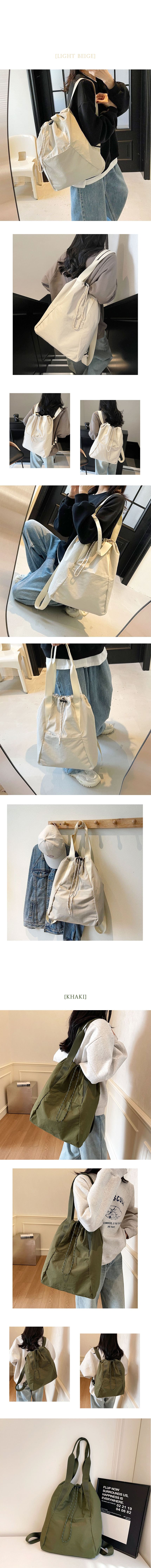 스트링 나일론 백팩 투웨이 숄더백 가벼운 보조가방 데일리백 상세 이미지 2