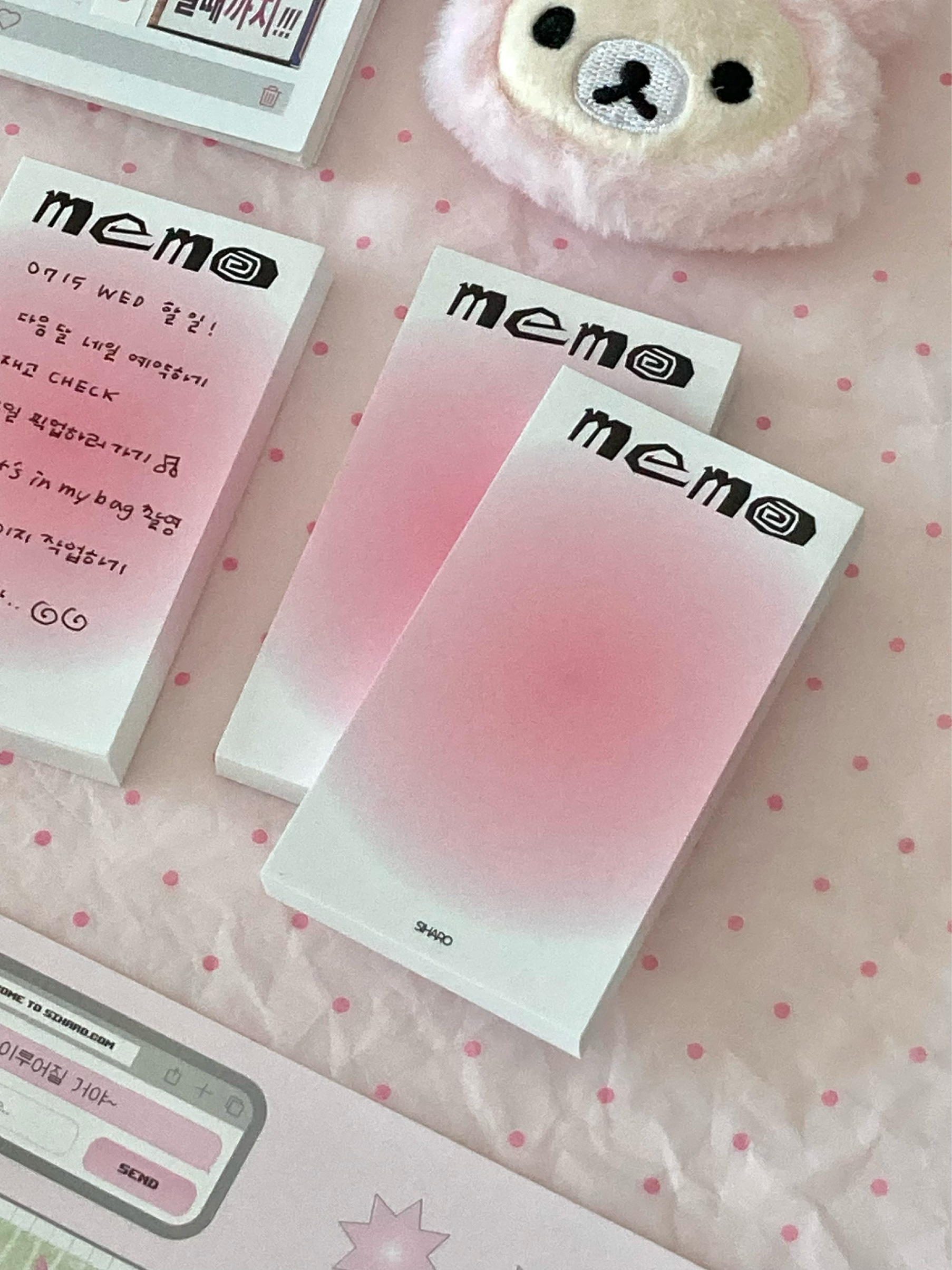 [시하로] 핑크그라 MEMO 떡메모지 노트패드 상세 이미지 2