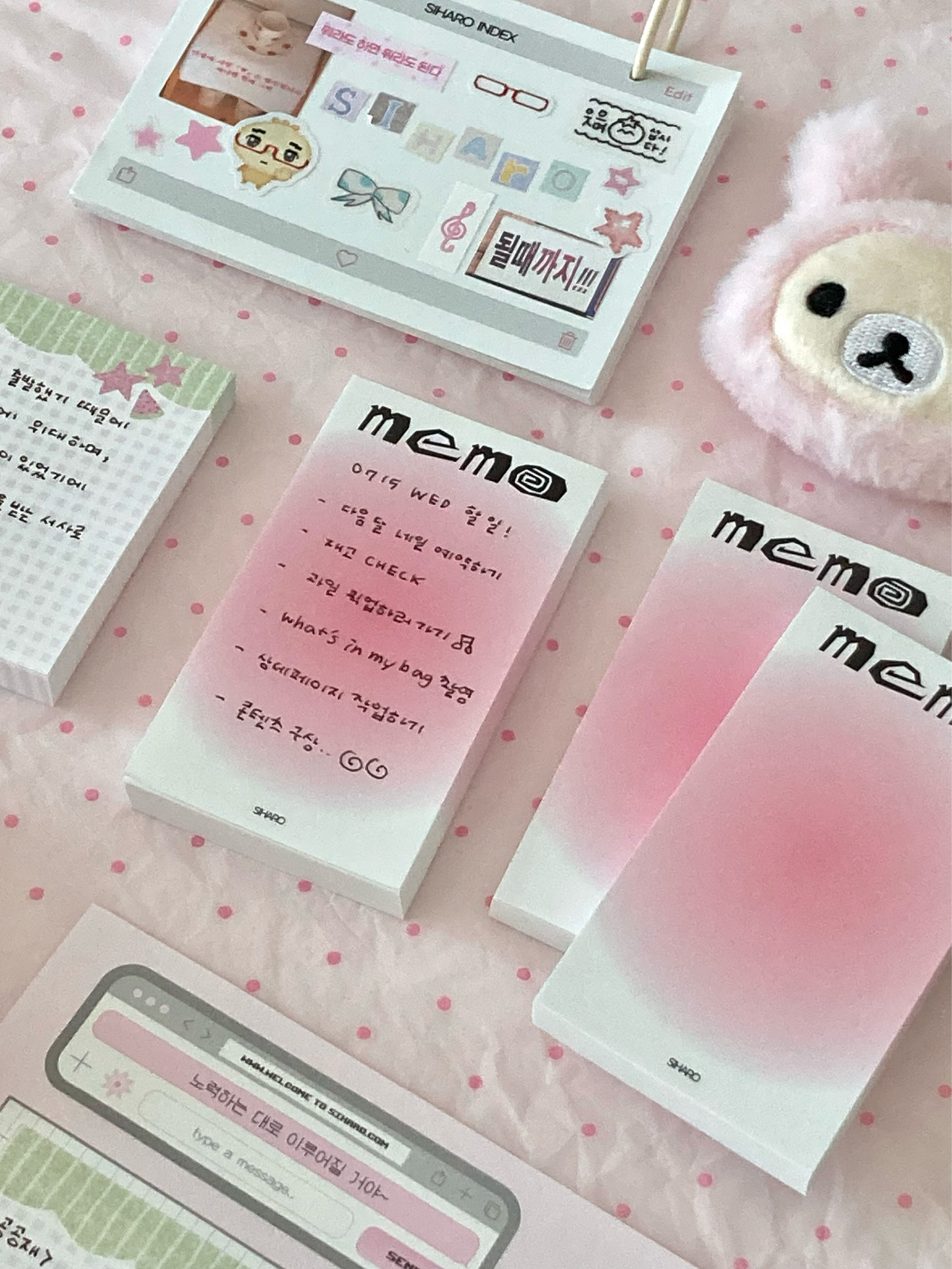 [시하로] 핑크그라 MEMO 떡메모지 노트패드 상세 이미지 5
