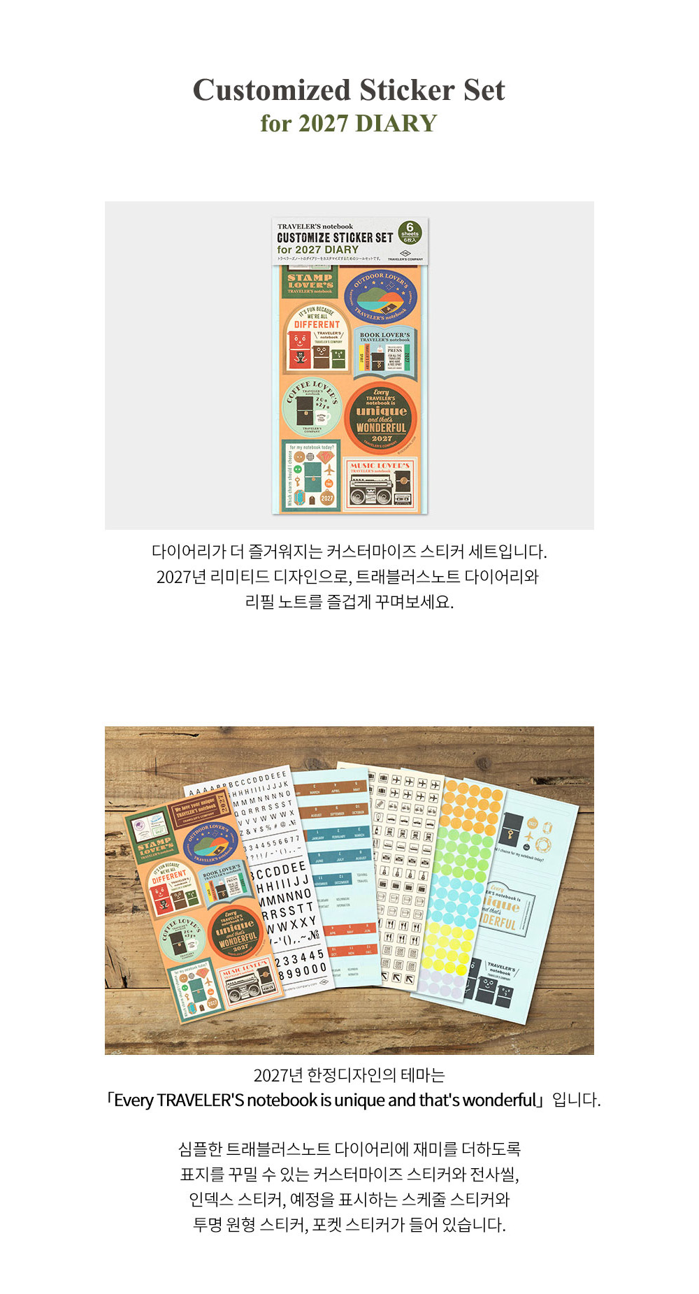 2027 트래블러스노트 커스터마이즈 스티커SET 상세 이미지 3