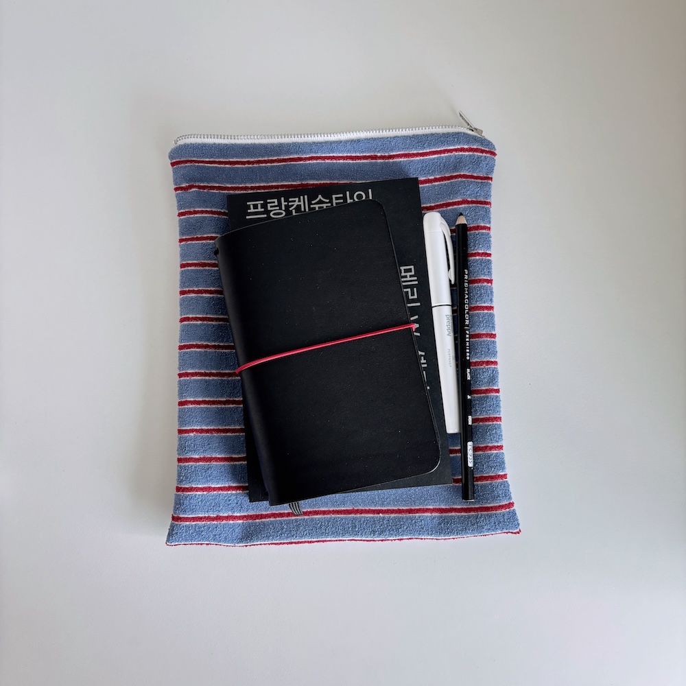 terry book pouch (blue+red) 상세 이미지 3