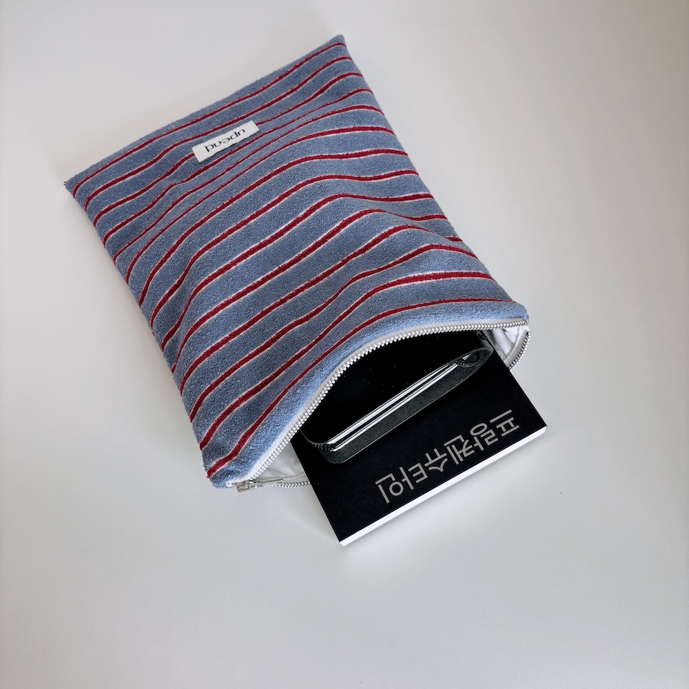 terry book pouch (blue+red) 상세 이미지 7