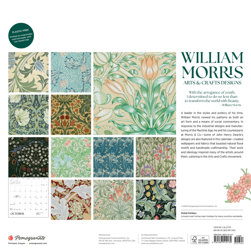 2027년 캘린더 William Morris: Arts & Crafts Designs 상세 이미지 3